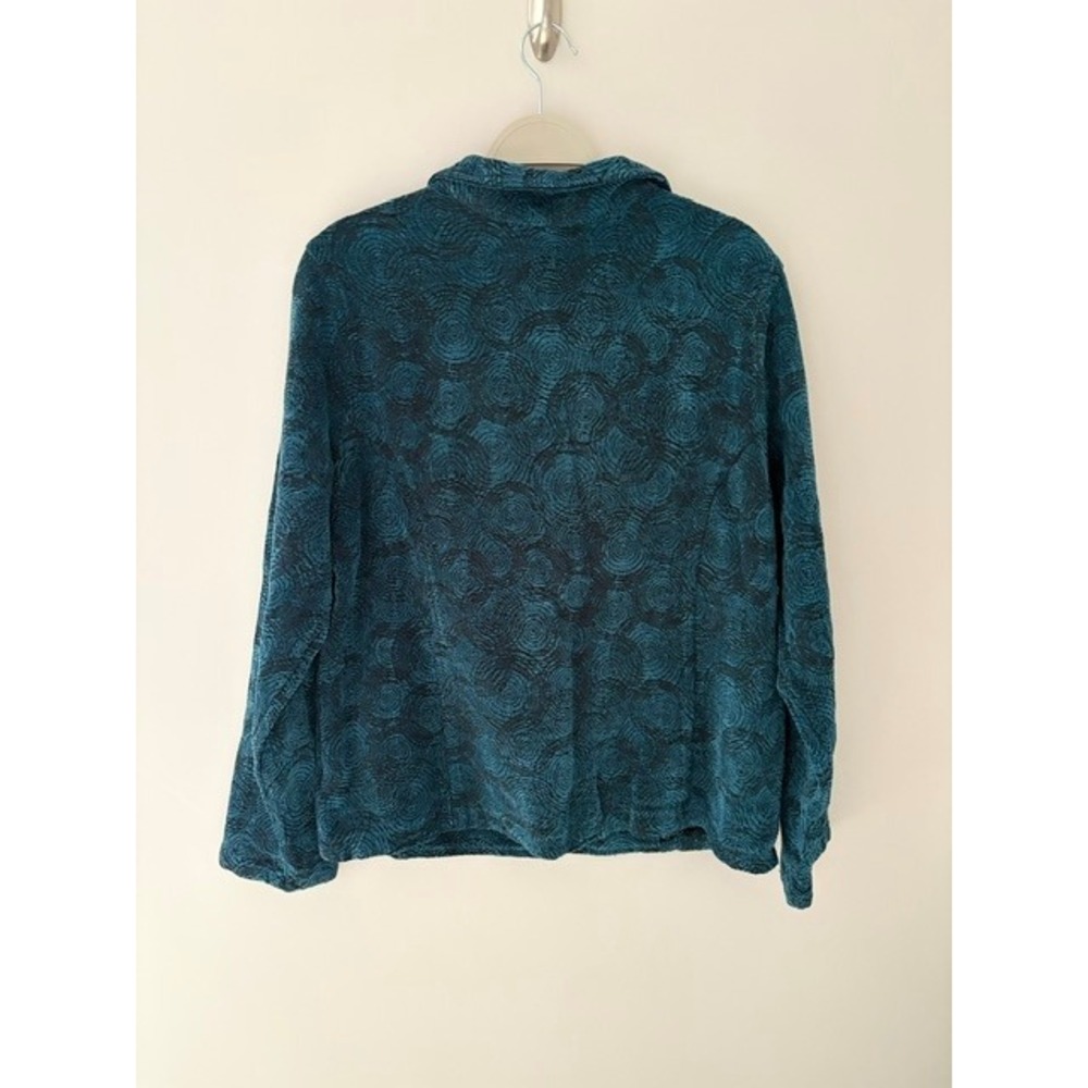 VTG CMC Color Me Cotton Teal Textured Jacquard‎ Blazer Jacket Large Made in USA - Picture 3 of 3